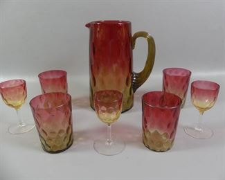 Fine amberina glass set