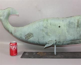 Copper whale weathervane