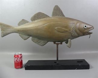 Solid wood fish weathervane