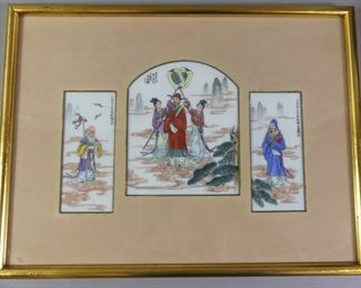Chinese porcelain triptych plaque
