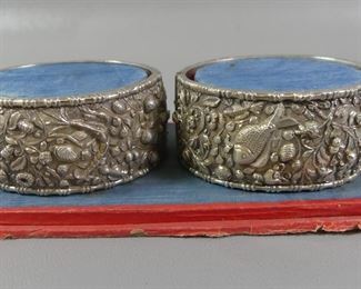 Pair Chinese silver bracelets