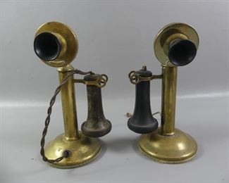 Pair antique stick phones