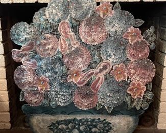 Hand Hammered and Painted Tole FirePlace Screen