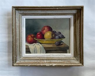 H. Lerand French Still Life Oil Painting canvas. Circa 1950's framed in original frame, 13x11"