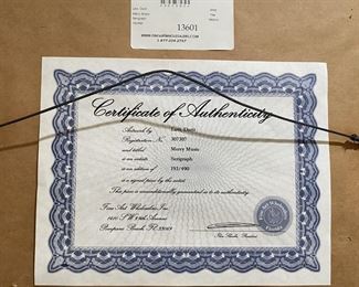 Authentic Certificate on the Artwork
