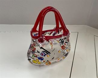 red glass purse - Italian Art $30