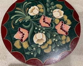 Hand painted round bentwood box $25