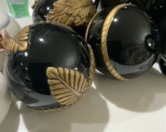 Black and gold ceramic decorative balls $18