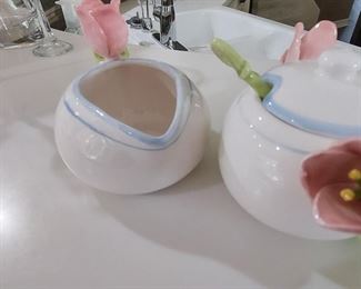 Floral Sugar and Cream container $24