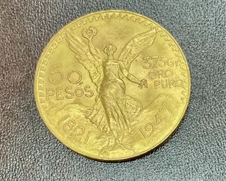 1947 Mexico 50 Peso Gold Coin