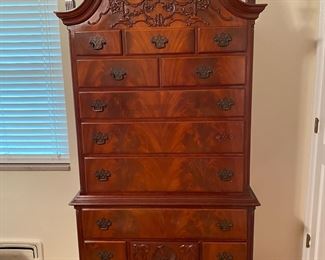 RWAY Furniture Brand, Flame Mahogany Highboy 