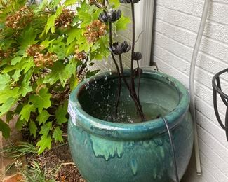 Glazed Teal Green OLIVE JAR.                                             Copper Floral Fountain is Sold Separately