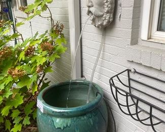 Glazed Teal Olive Jar.   &.  Concrete God of Wind is Sold Separately