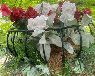 KINSMAN PRODUCTS  36” Round, Hanging.   Haystack Planter w/ Floral Design