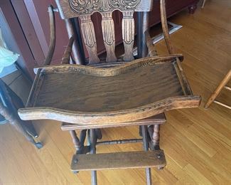 Vintage Oak Highchair/Stroller