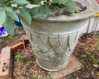 LONGSHADOW Drycast LimestonePlanter with Basket Weave Design, 27”x28”