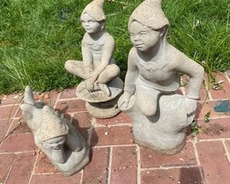 Vintage Concrete Garden Elves