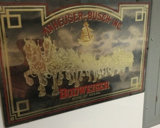 Vintage Budweiser Gold Clydesdales Mirrored Bar Sign