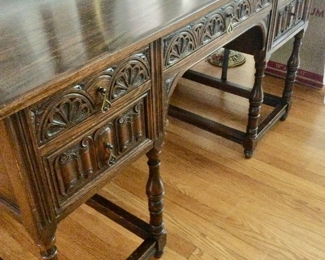 Circa 1910, Antique Oak, Ornate Carved Writing Desk                                                                                                                                                                                                                                                                                                                                                                                                                                                                                                                                                                                                                                                                                                                                                                                                                                                                                                                                                                                     