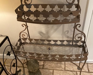 Vintage Tan Metal 2 Tier Plant Stand 31x45