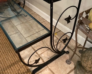 Detail of 2 Tier Plant  Stand with Glass Top