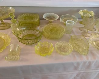 Vaseline Glass Collection, glows under Black Light