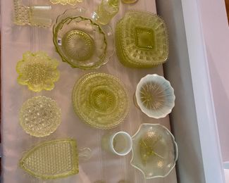 Vaseline Glass Collection, glows under Black Light