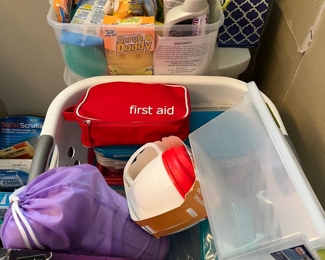 First aid items and cleaning supplies