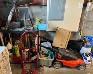 Lawn mower, hand truck and garden tools