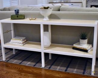 Serena & Lily tiered painted wicker console table