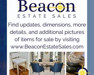 Find updates, dimensions, more details, and additional pictures at BeaconEstateSales.com.