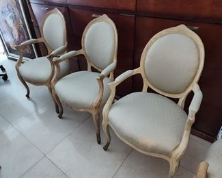 Set of 6 freshly upholstered Queen Anne Chairs