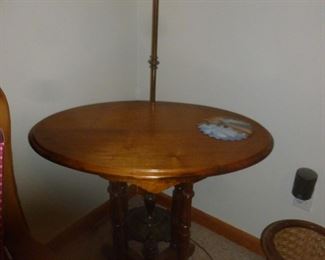 Nice vintage table & floor lamp w/shell shade