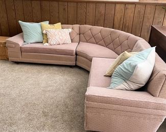 Large pink MCM vintage sectional 