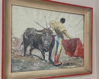 Vintage bull fighter painting 