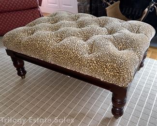 Pearson Leopard Print Upholstered & Tuffted Cocktail Ottoman