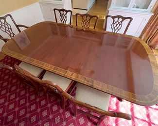 Councill Chippendale Double Pedestal Mahogany Table