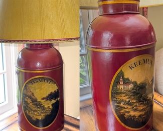 Pair Of Antique Tea Tin Table Lamps