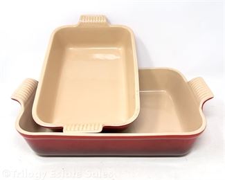 Le Creuset Baking Dishes 9 X 12.5 & 7 X 10.5 Cerise Red Ombre
