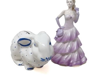 Tiffany & Co. Porcelain Bunny Rabbit Bank & Coalport Ladies Of Fashipn Bolero