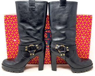 Tory Burch Black Rainelle-Afrikan Veg Leather Size 9