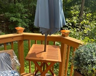 teak unbrella table