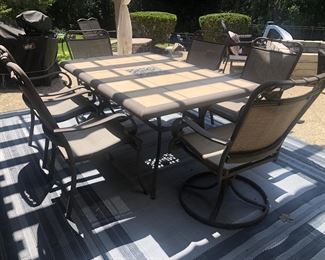 Table, Chairs, Outdoor Rug