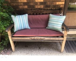 Wood Bench w/Pillows