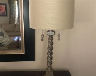 Candlestick Lamp w/Linen Shade