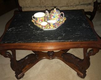 Mahogany/Marble Table