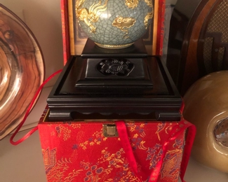 Oriental Jar w/Silk Box