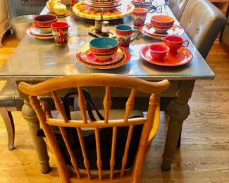 Farm Table, 4 Chairs, Bench