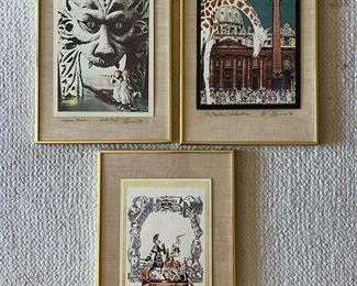 TOI041- (3) Framed Vintage Prints