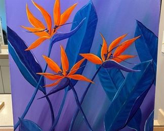 TOI057- Acrylic On Canvas Bird Of Paradise Painting